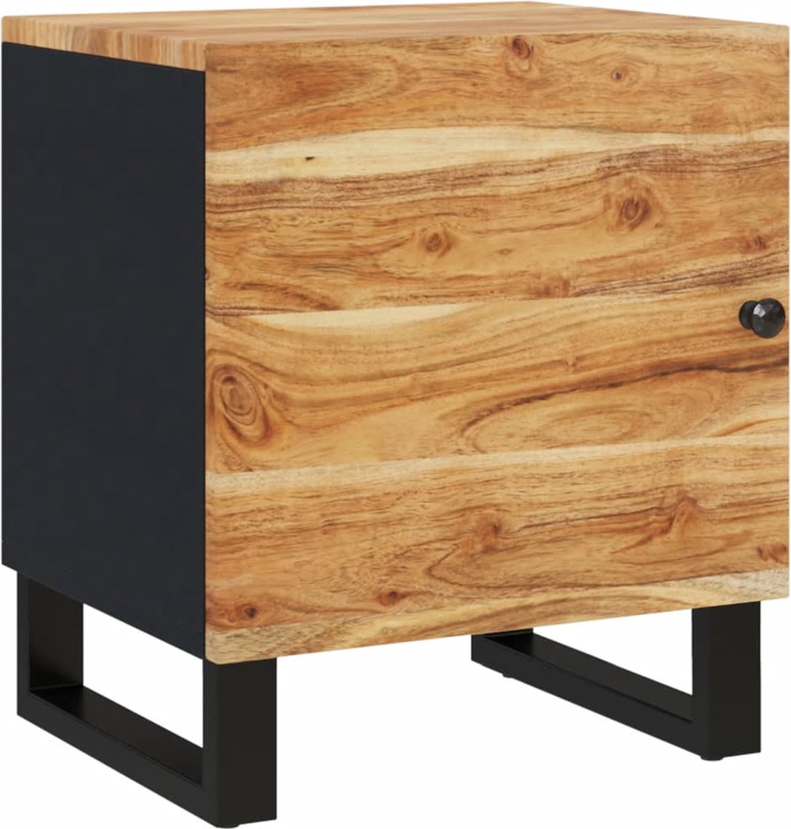 Vidaxl Nachtkastje 40x33x46 Cm Massief Acaciahout - Zwart