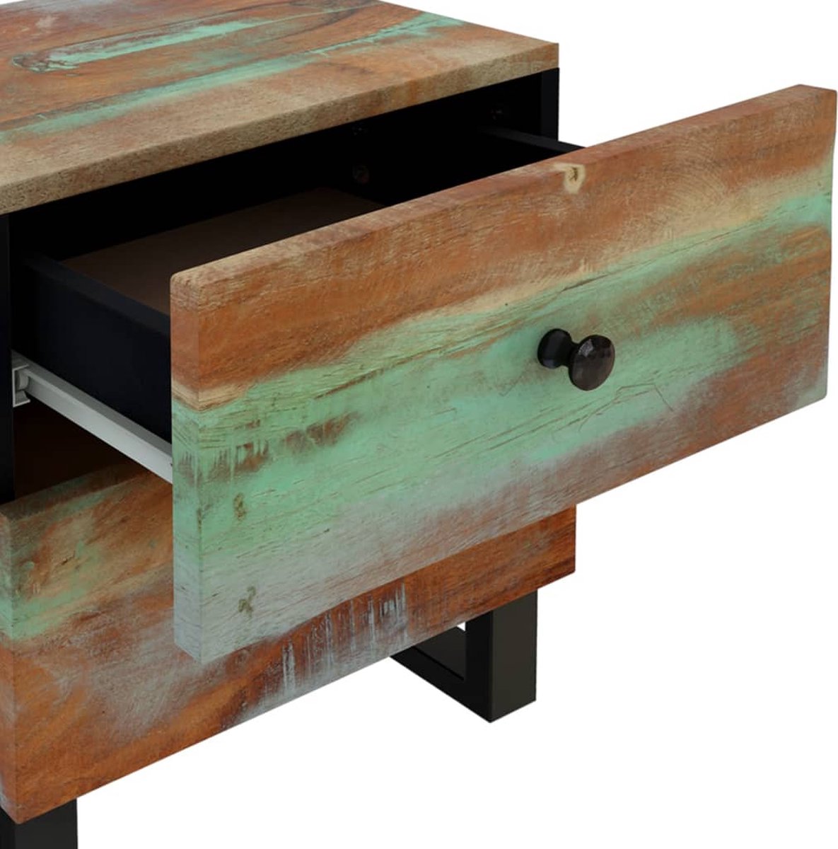 Vidaxl Nachtkastjes 2 St 40x33x46 Cm Massief Gerecycled Hout - Zwart