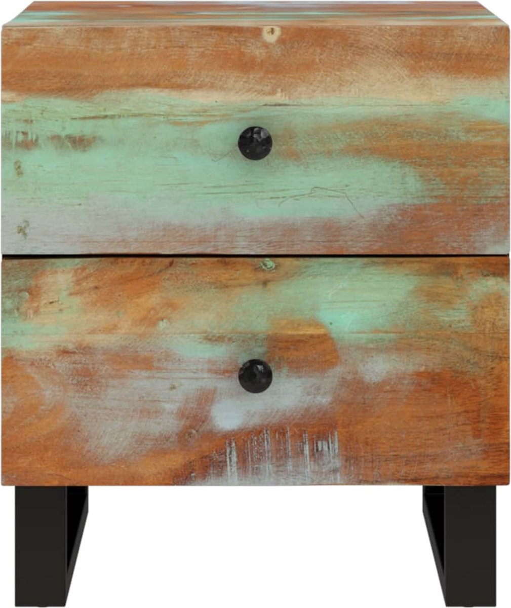 Vidaxl Nachtkastjes 2 St 40x33x46 Cm Massief Gerecycled Hout - Zwart
