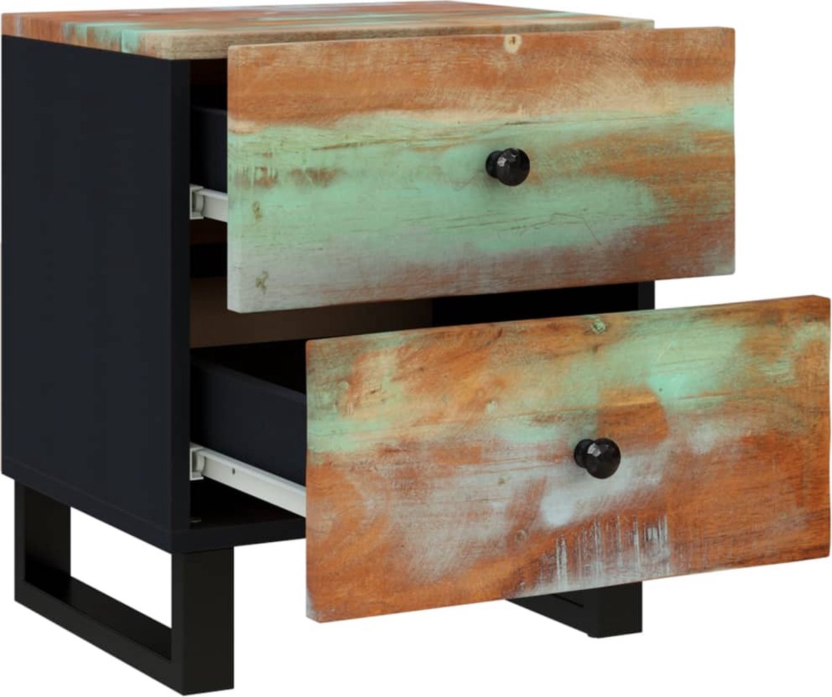 Vidaxl Nachtkastjes 2 St 40x33x46 Cm Massief Gerecycled Hout - Zwart