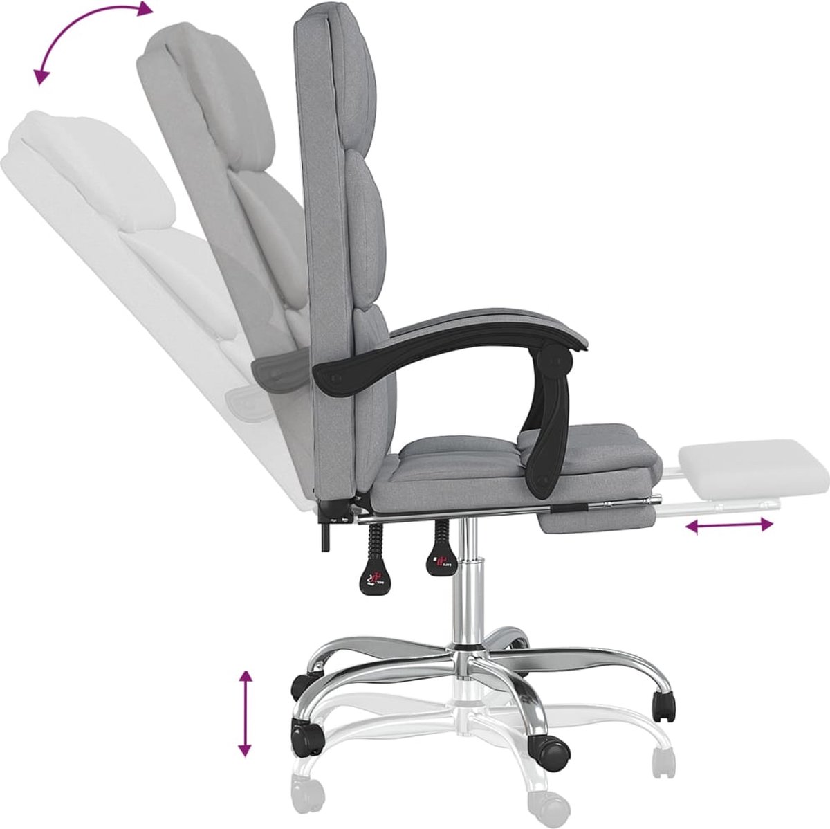 Vidaxl Kantoorstoel Verstelbaar Stof Licht - Grijs