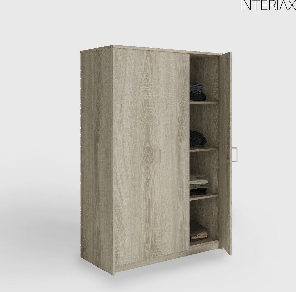 Interiax Kledingkast &apos;Amelie&apos; 3 Deuren Sonoma (180x120x54cm)