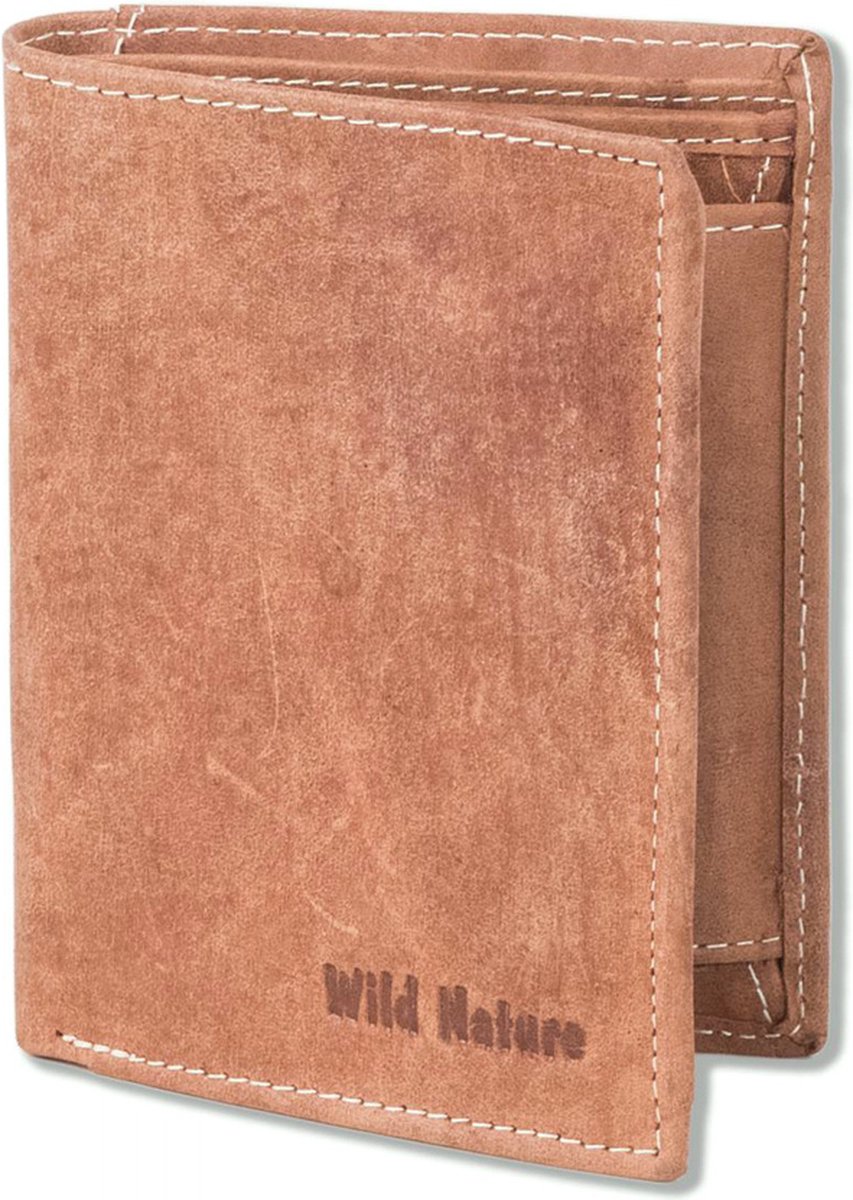 Wild Nature Hoge Billfold Portemonnee Leer Cognac - Bruin