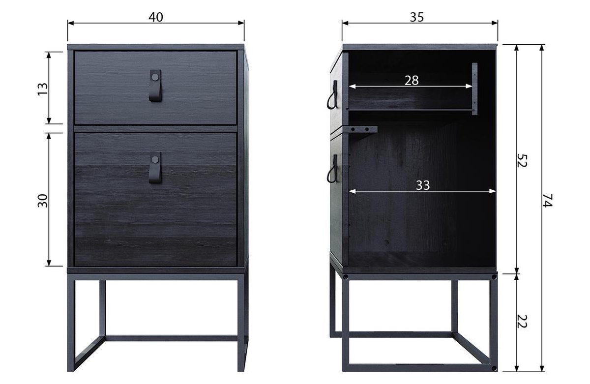 Woood Zola Nachtkastje - Zwart
