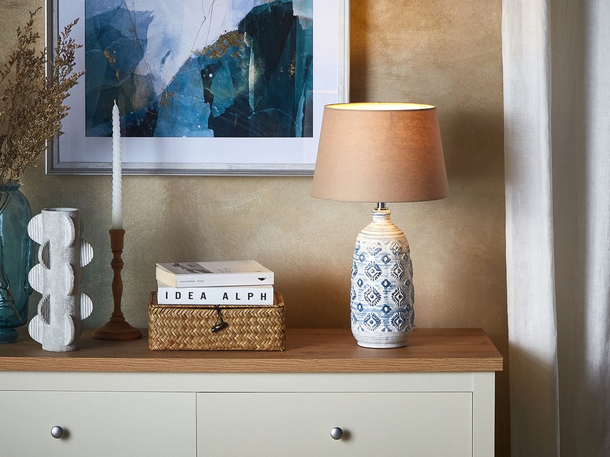 Beliani Palakaria - Tafellamp-wit-keramiek