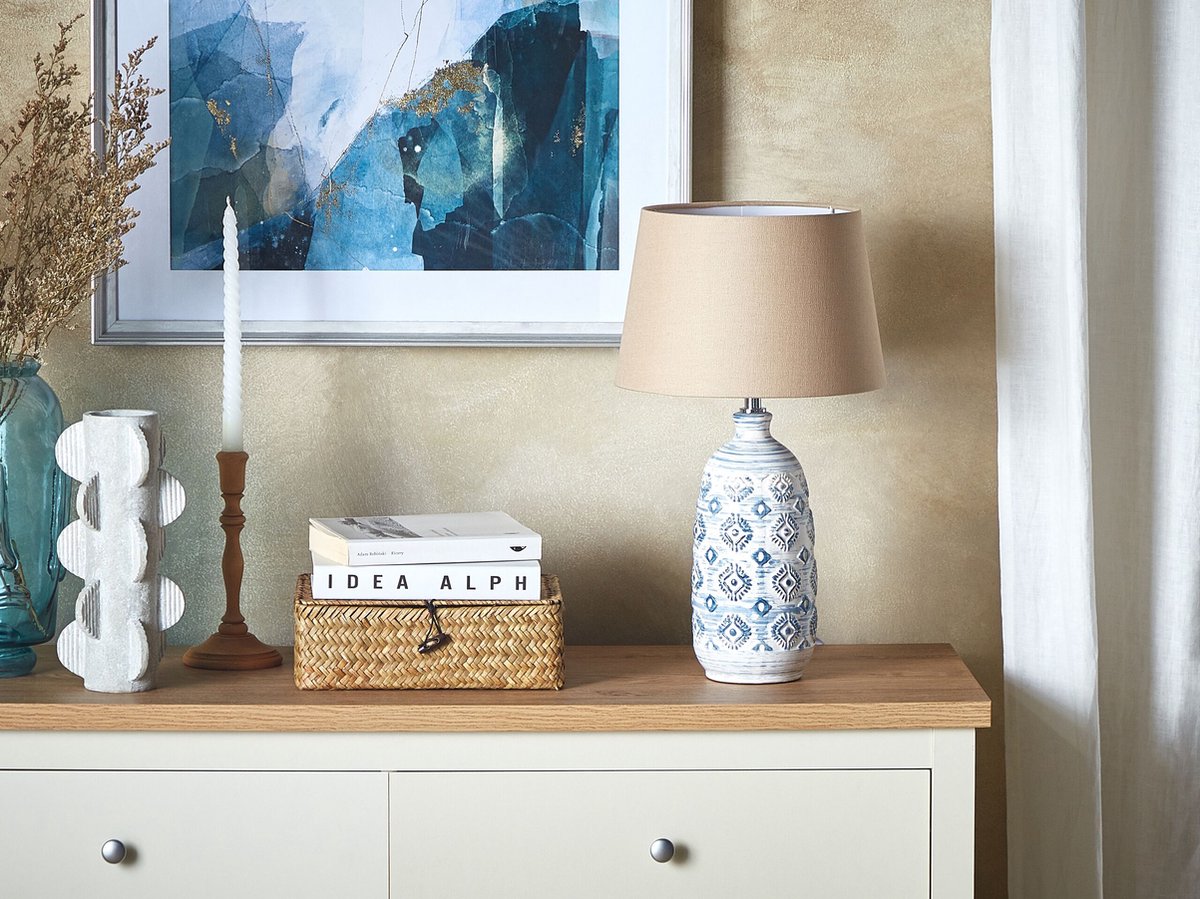 Beliani Palakaria - Tafellamp-wit-keramiek