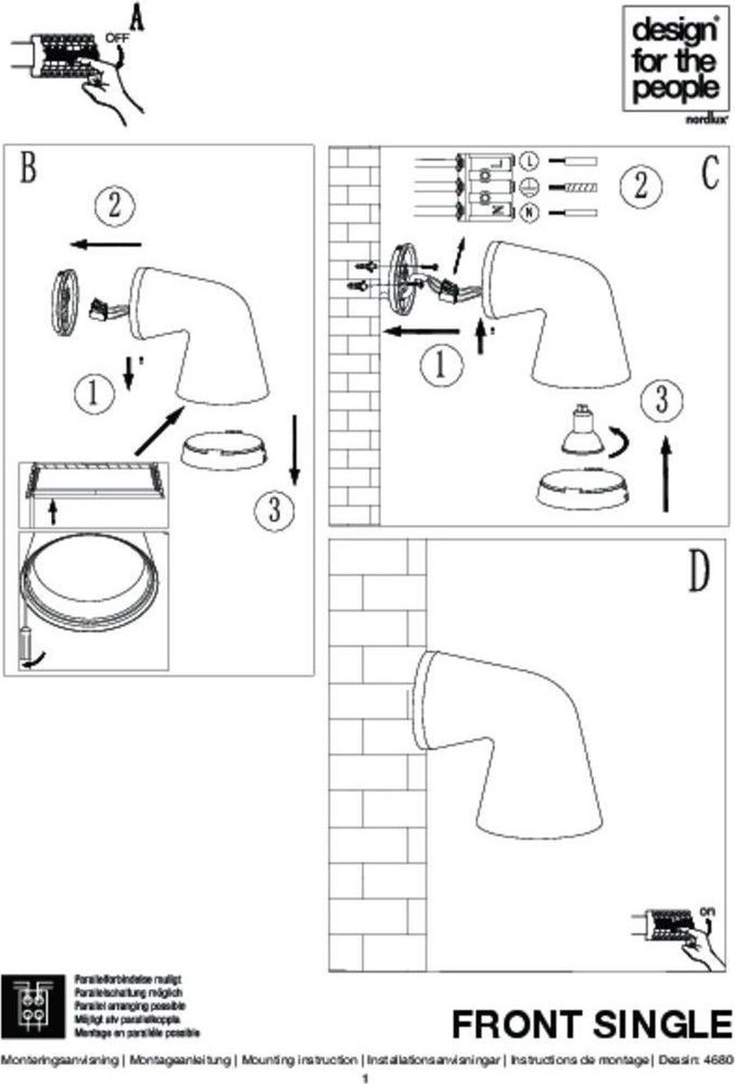 Nordlux Front Single Wandlamp - Zwart