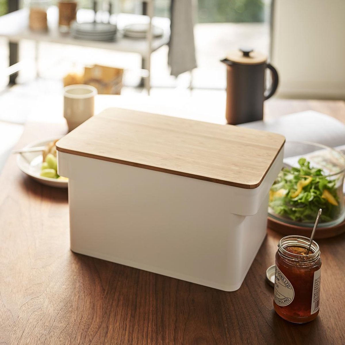 Yamazaki Tower Broodtrommel met Messenhouder - Wit