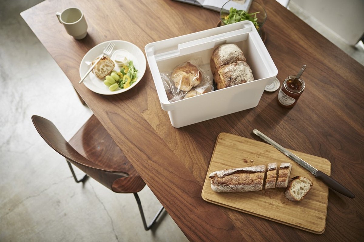 Yamazaki Tower Broodtrommel met Messenhouder - Wit