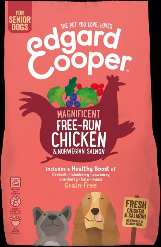 Edgard&Cooper Free-Run Chicken Senior Kip&Zalm&Broccoli - Hondenvoer - 2.5 kg Graanvrij