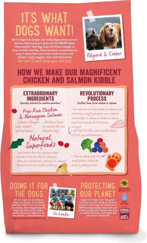 Edgard&Cooper Free-Run Chicken Senior Kip&Zalm&Broccoli - Hondenvoer - 2.5 kg Graanvrij