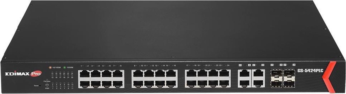Edimax GS-5424PLC netwerk-switch Gigabit Ethernet (10/100/1000) 1U Power over Ethernet (PoE) - Zwart