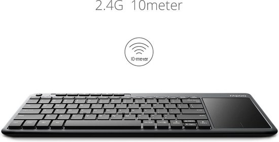 Rapoo - K2600 - draadloos - toetsenbord - touchpad - multimedia - TV - PC - Zwart