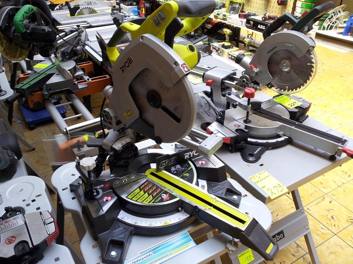 Ryobi EMS254L 2000 W compacte afkort/verstekzaagmachine met laser