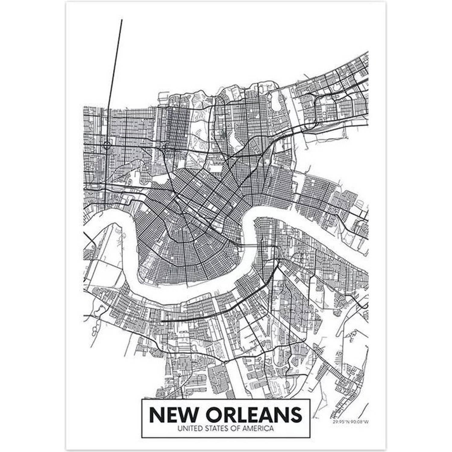 Canvas City Map New Orleans 30x40cm