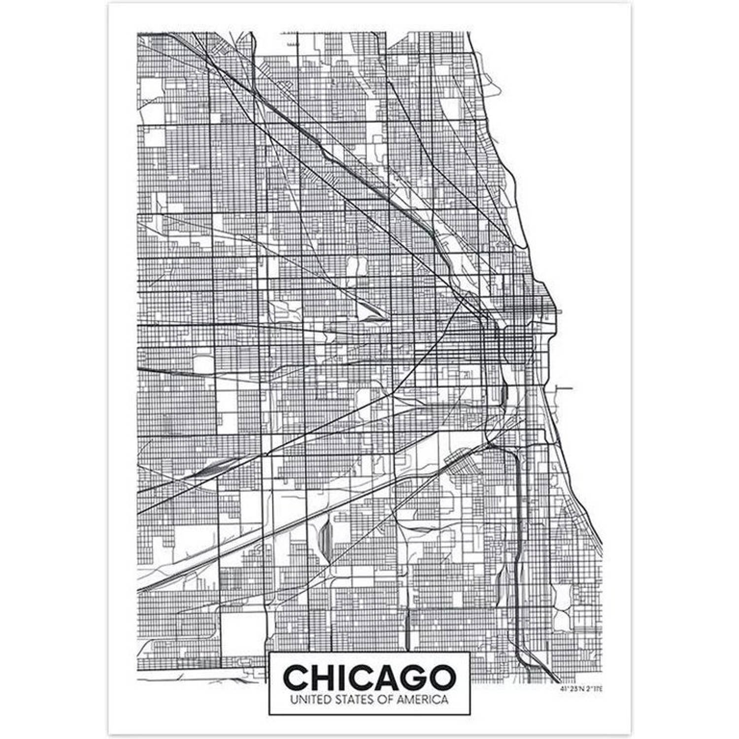 Canvas City Map Chicago 30x40cm