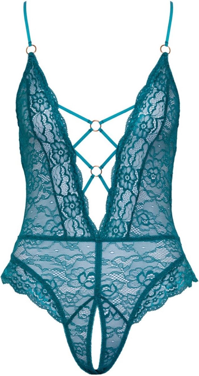 Cottelli Collection Body met Open Kruisblauw - Groen