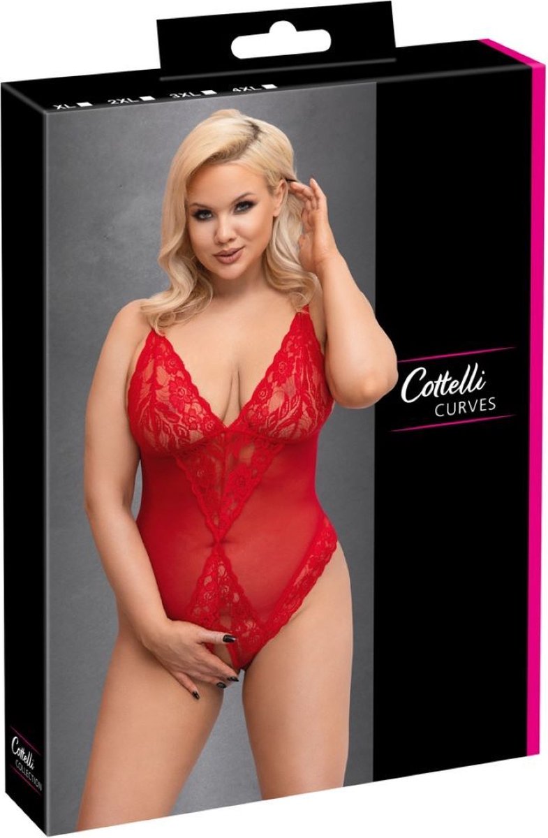 Cottelli Collection Body Met Open Kruisje - Rood