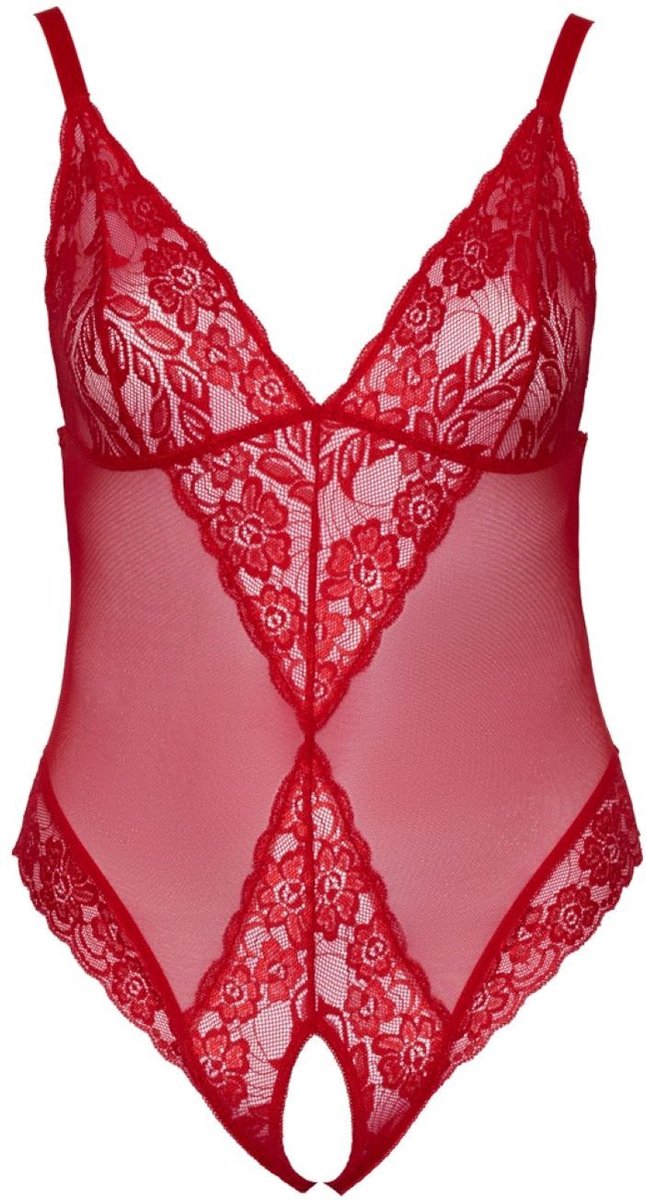 Cottelli Collection Body Met Open Kruisje - Rood