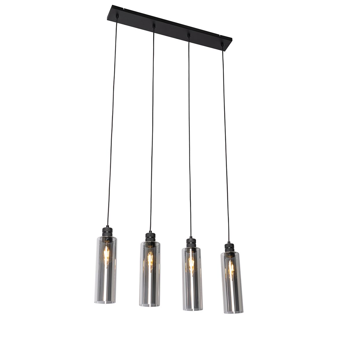 QAZQA Moderne hanglamp met smoke glas 4-lichts - Stavelot - Zwart