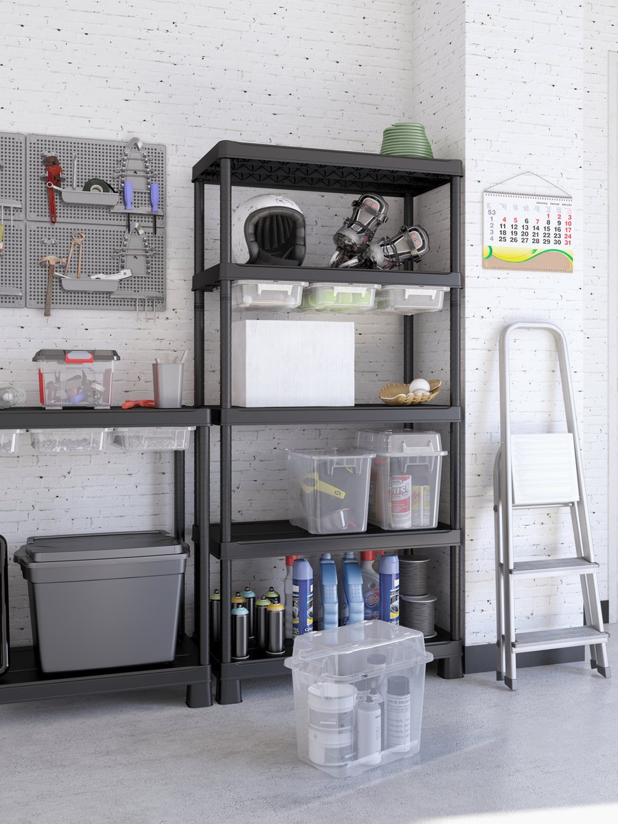 Keter Plus Shelf 90/5 - 5 Planken - 90x40x182cm - Zwart