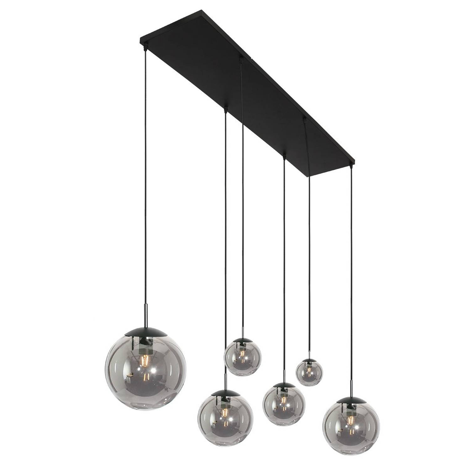 Steinhauer Hanglamp Bollique L 120 Cm B 25 Cm 6 Lichts 3499 - Zwart