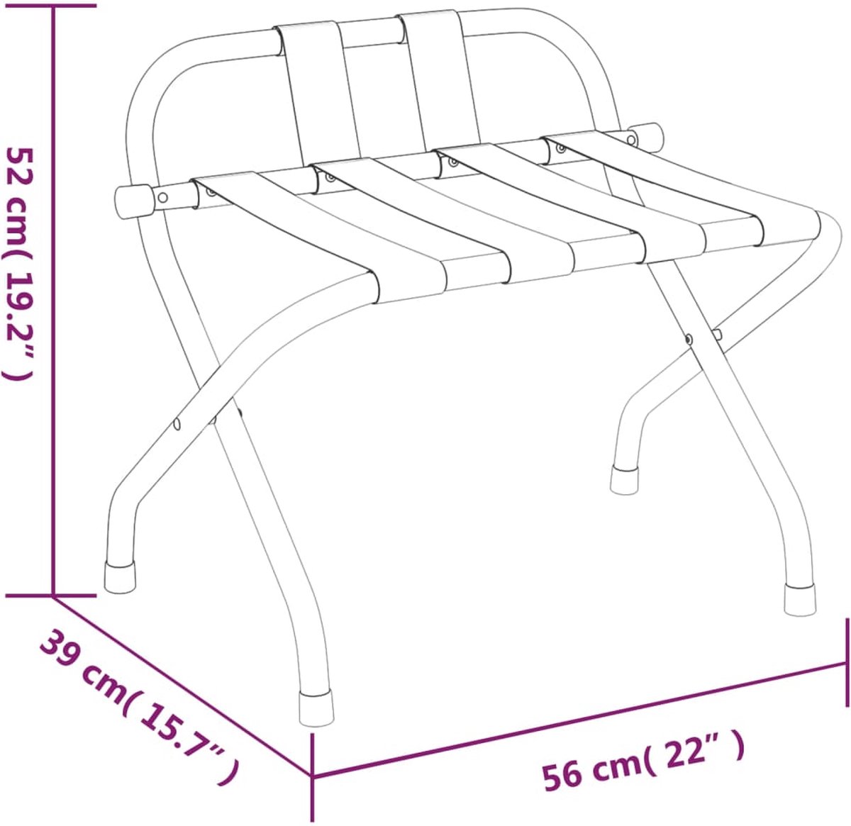Vidaxl Bagagerek Met Rugleuning 56x39x52 Cm - Zwart