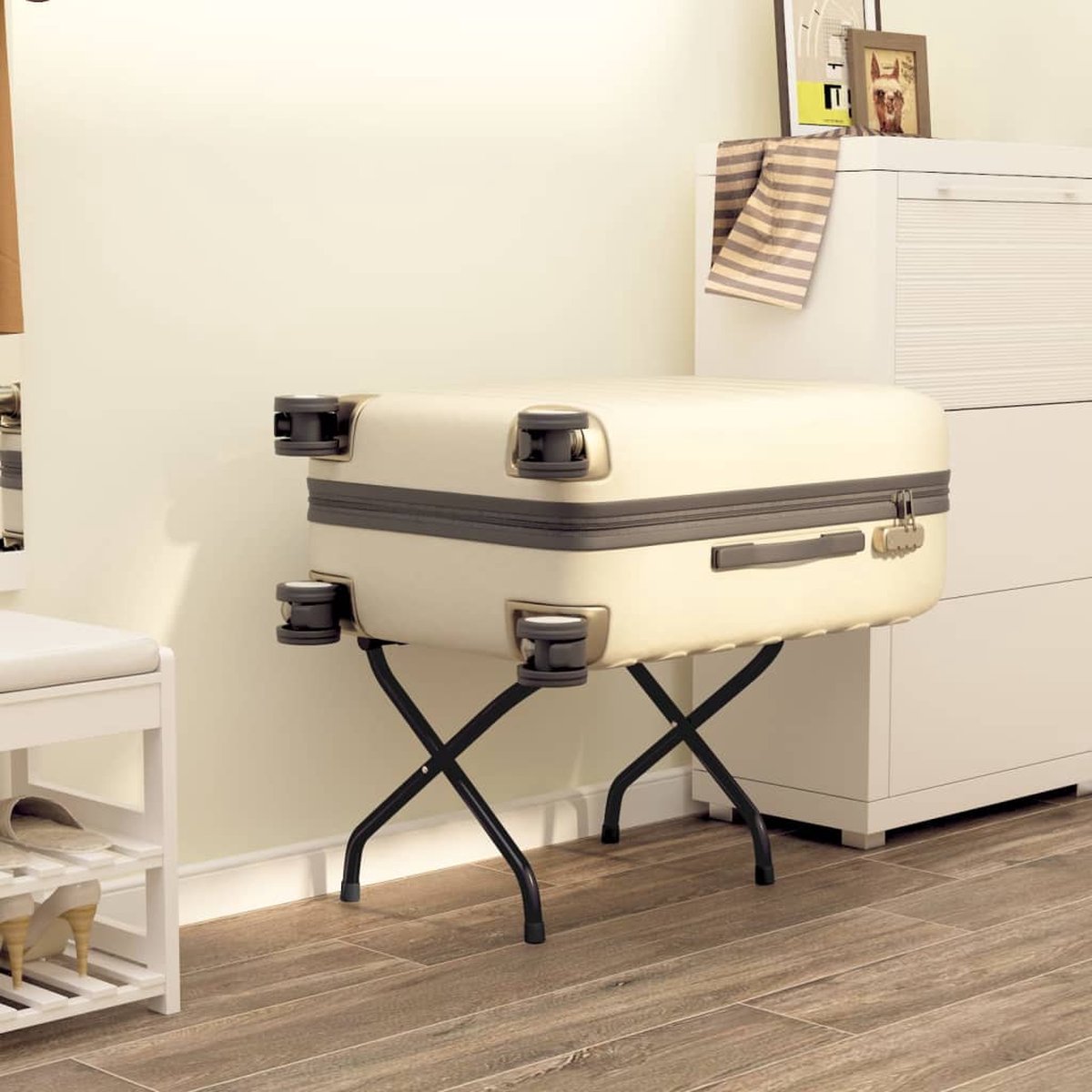 Vidaxl Bagagerek Met Rugleuning 56x39x52 Cm - Zwart