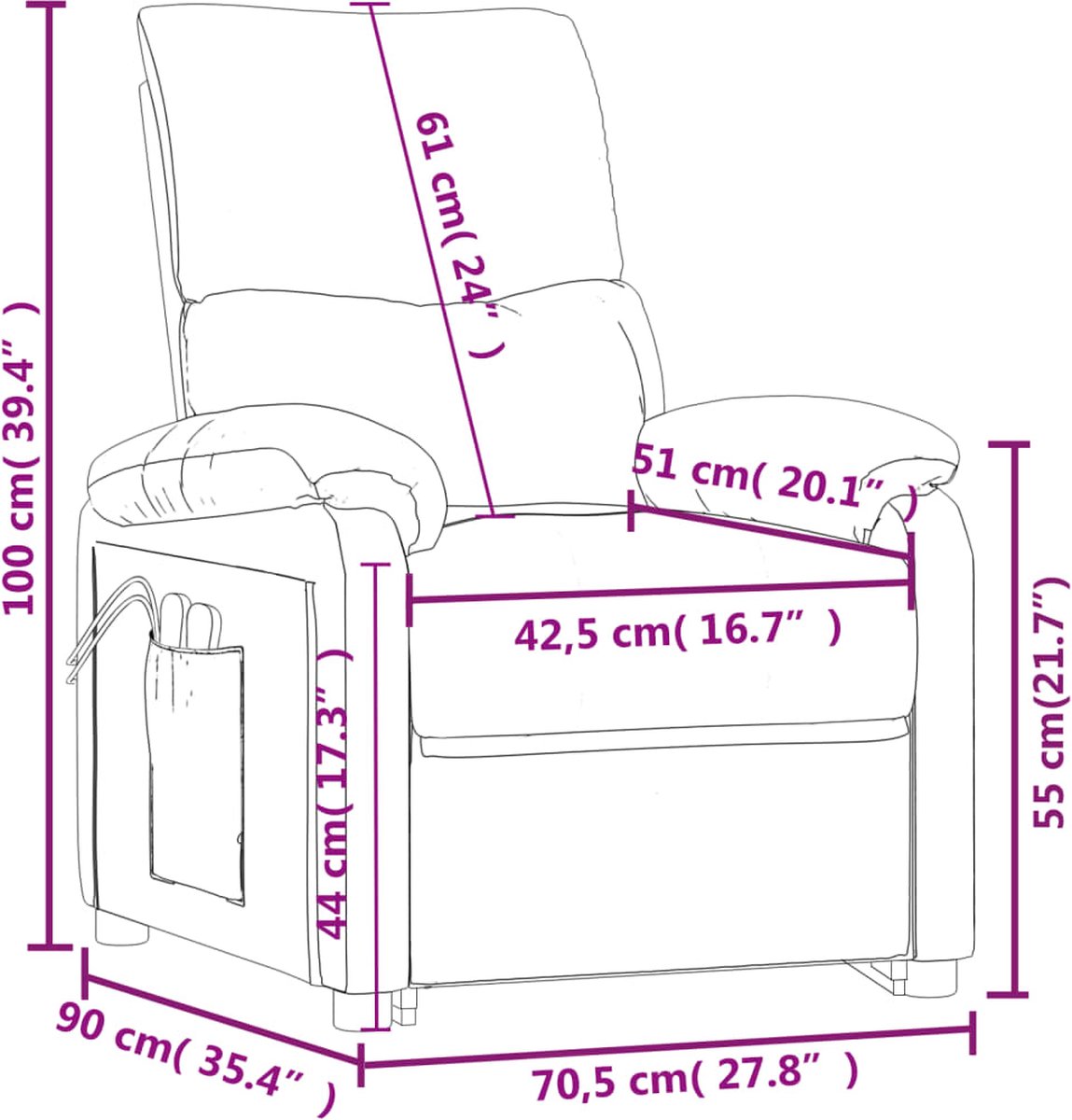 Vidaxl Sta-op-massagestoel Stof Licht - Grijs