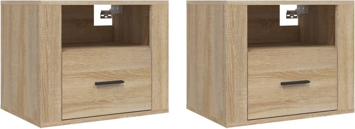 Vidaxl Nachtkastjes 2 St Wandgemonteerd 50x36x40 Cm Sonoma Eikenkleur - Bruin