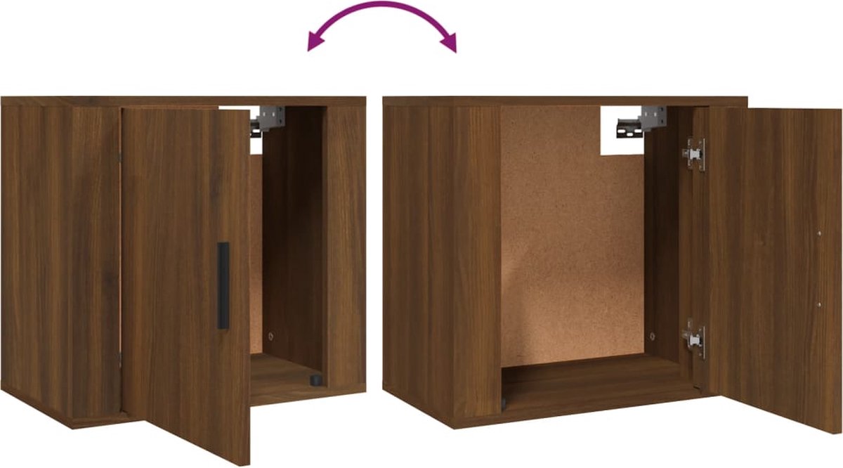 Vidaxl Nachtkastjes 2 St Wandgemonteerd 50x30x47 Cmeikenkleurig - Bruin