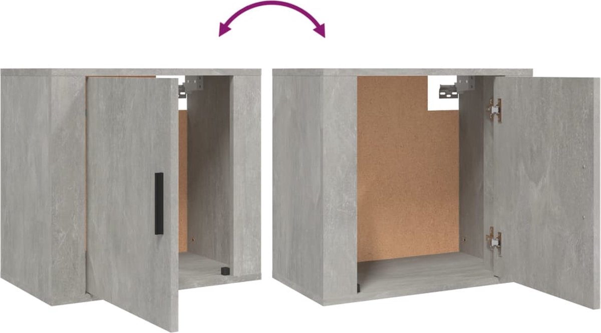 Vidaxl Nachtkastjes 2 St Wandgemonteerd 50x30x47 Cm Beton - Grijs