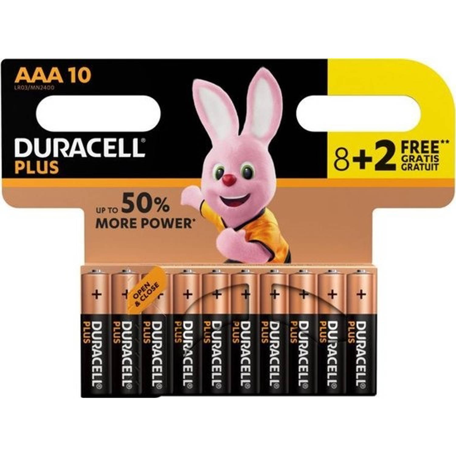 Duracell Plus Power Aaa Batterij Lr03- 10 Pack