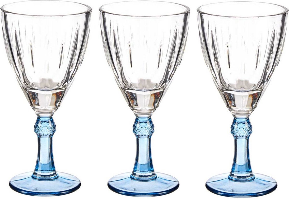 Vivalto Luxe Exotic Collection Wijnglazen Set 6x Stuks Ope Voet 275 Ml - Wijnglazen - Blauw