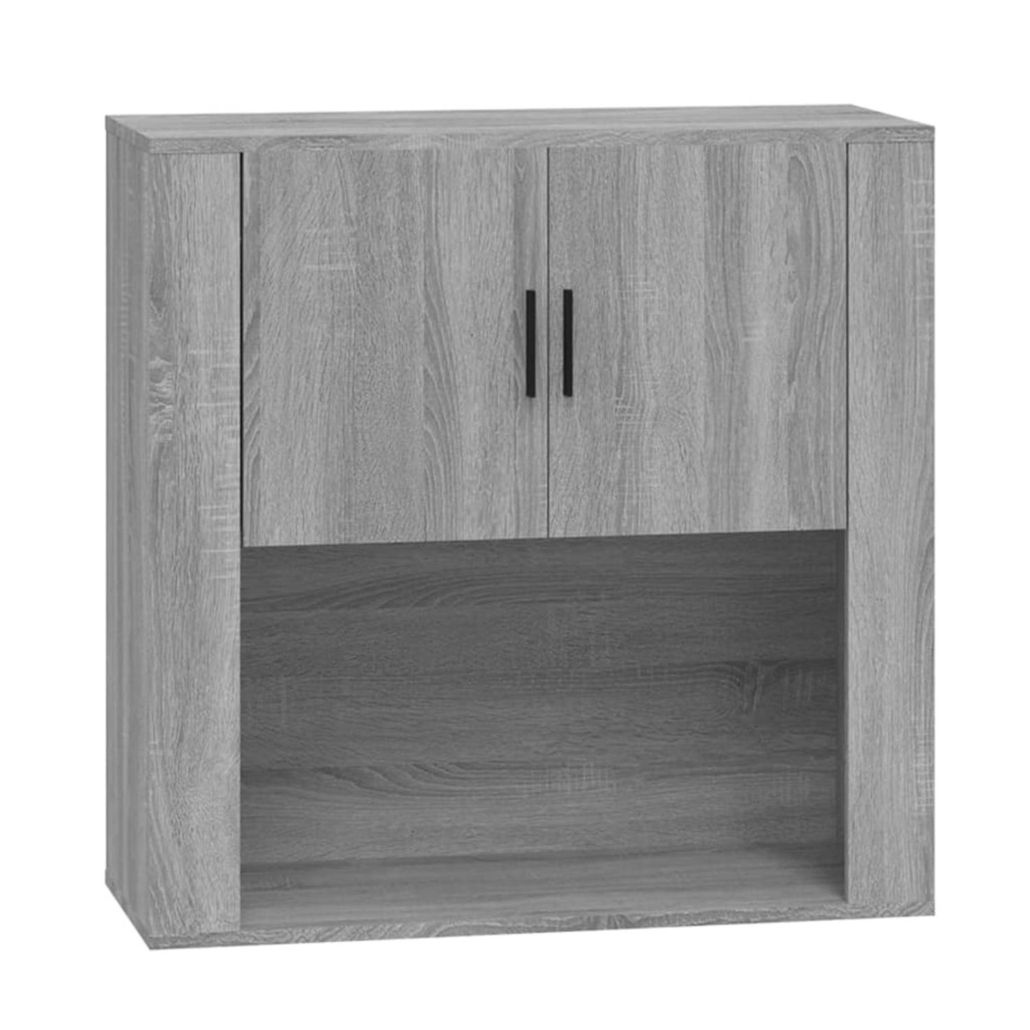 Vidaxl Wandkast 80x33x80 Cm Bewerkt Hout Sonoma Eikenkleurig - Grijs