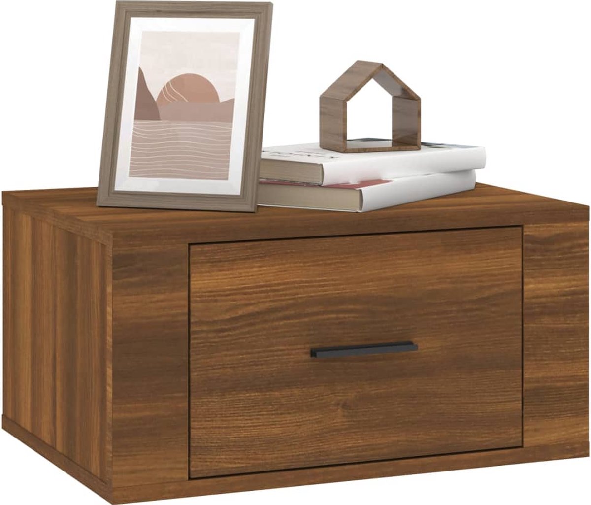 Vidaxl Nachtkastjes 2 St Wandgemonteerd 50x36x25 Cmeikenkleurig - Bruin