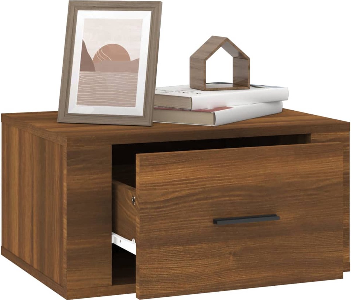 Vidaxl Nachtkastjes 2 St Wandgemonteerd 50x36x25 Cmeikenkleurig - Bruin