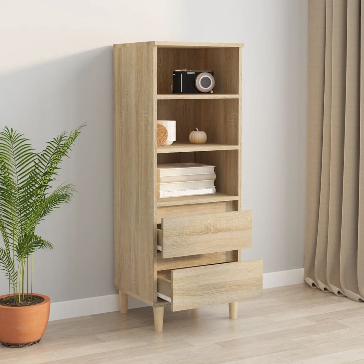 Vidaxl Hoge Kast 40x36x110 Cm Bewerkt Hout Sonoma Eiken - Beige