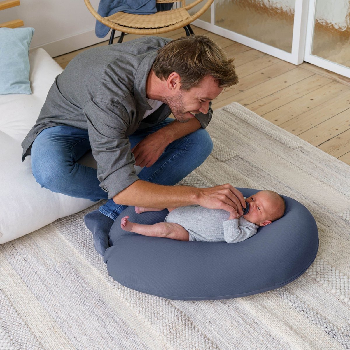 Doomoo Hoes Voor Buddy Voedingskussen Tetra Jersey Blue - Blauw