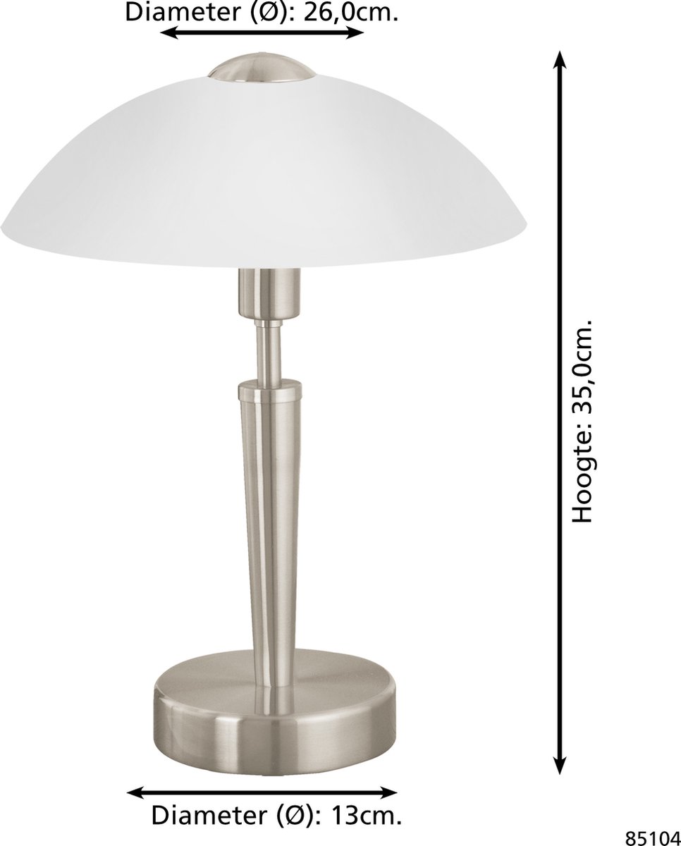 EGLO Solo Tafellamp - Beborsteld Staal - Touchdimmer - Grijs