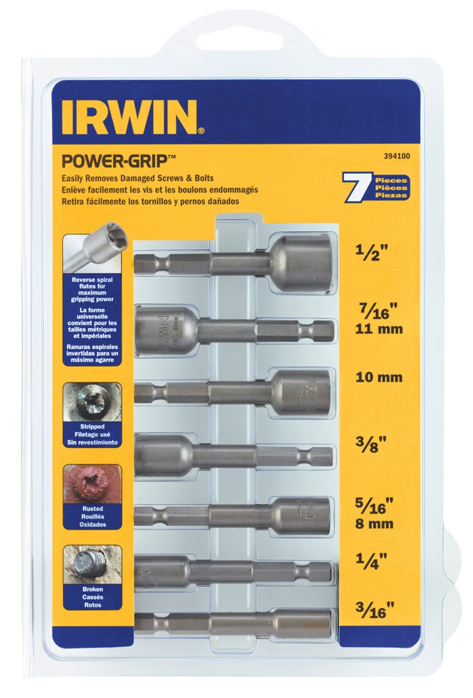 Irwin Powergripset: 3/16”-1/2”, 7 stuks