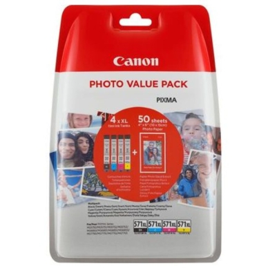 Canon Multipack CLI-571XL + (PP-201 50 pagina's) 0332C005 Replace: N/A