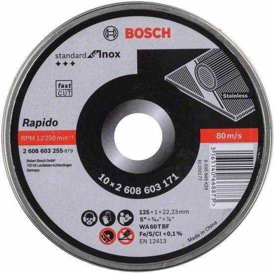 Bosch Bosch doorslijpschijven metaal inox 125mm x 1 mm | per 10
