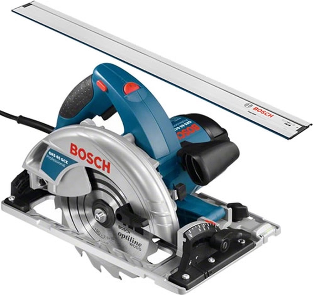 Bosch GKS 65 GCE cirkelzaag | met 1600mm geleiderail | in L-Boxx
