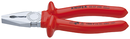 Knipex Kombitang verchroomd dompelisolatie, VDE-getest 180 mm