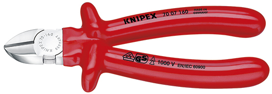 Knipex Zijsnijtang verchroomd dompelisolatie, VDE-getest 180 mm