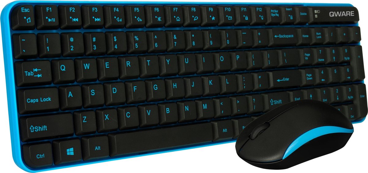 Qware - Office - draadloos - toetsenbord - muis - combo - Waterford - blauw - Qwerty