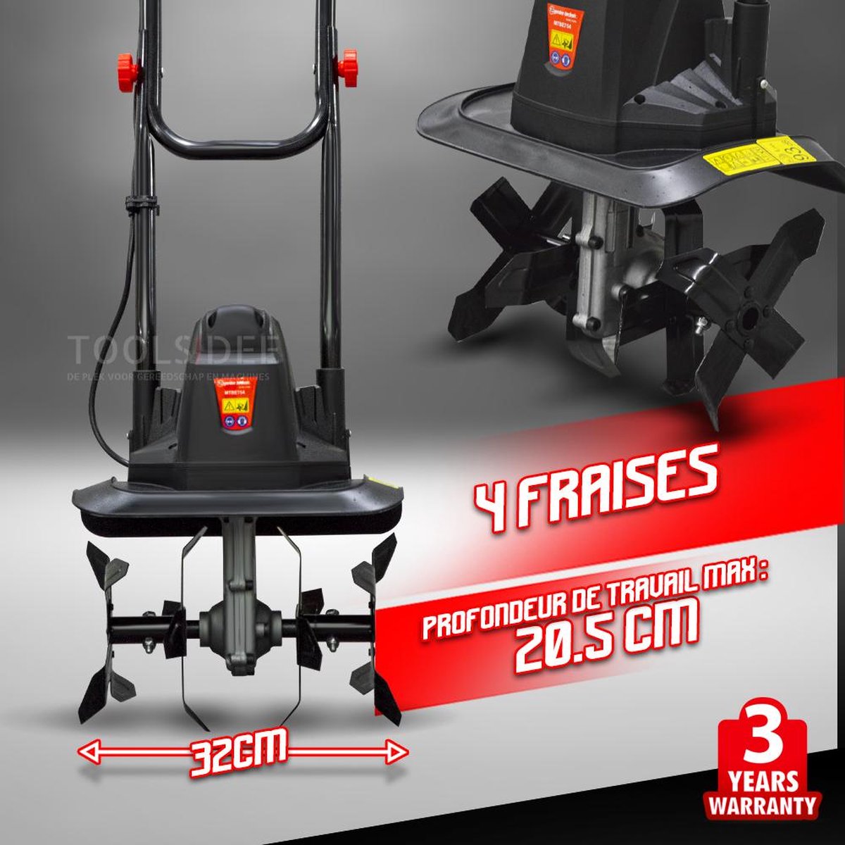 Elem MTBE754 Tuinfrees met 4 messen - 750 W - Zwart