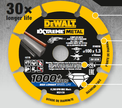 DeWalt DT40252 Extreme Metal Diamantschijf | 125 x 22.23 x 1.3 mm