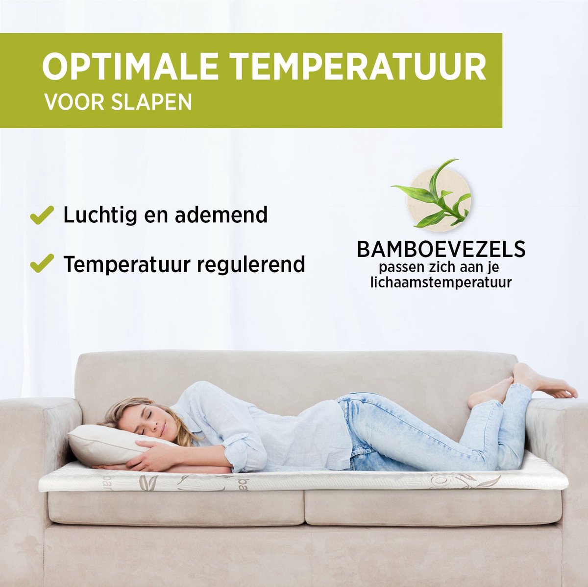 Vitapur - Topper Bamboe Relax - 90x200